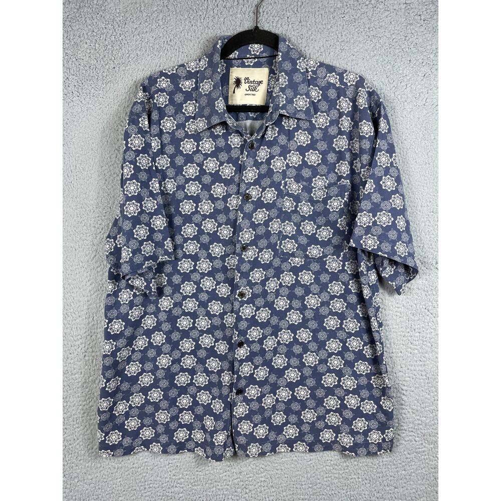 Vintage Silk Men's Size XL Printed Short Sleeve Button Up Shirt
